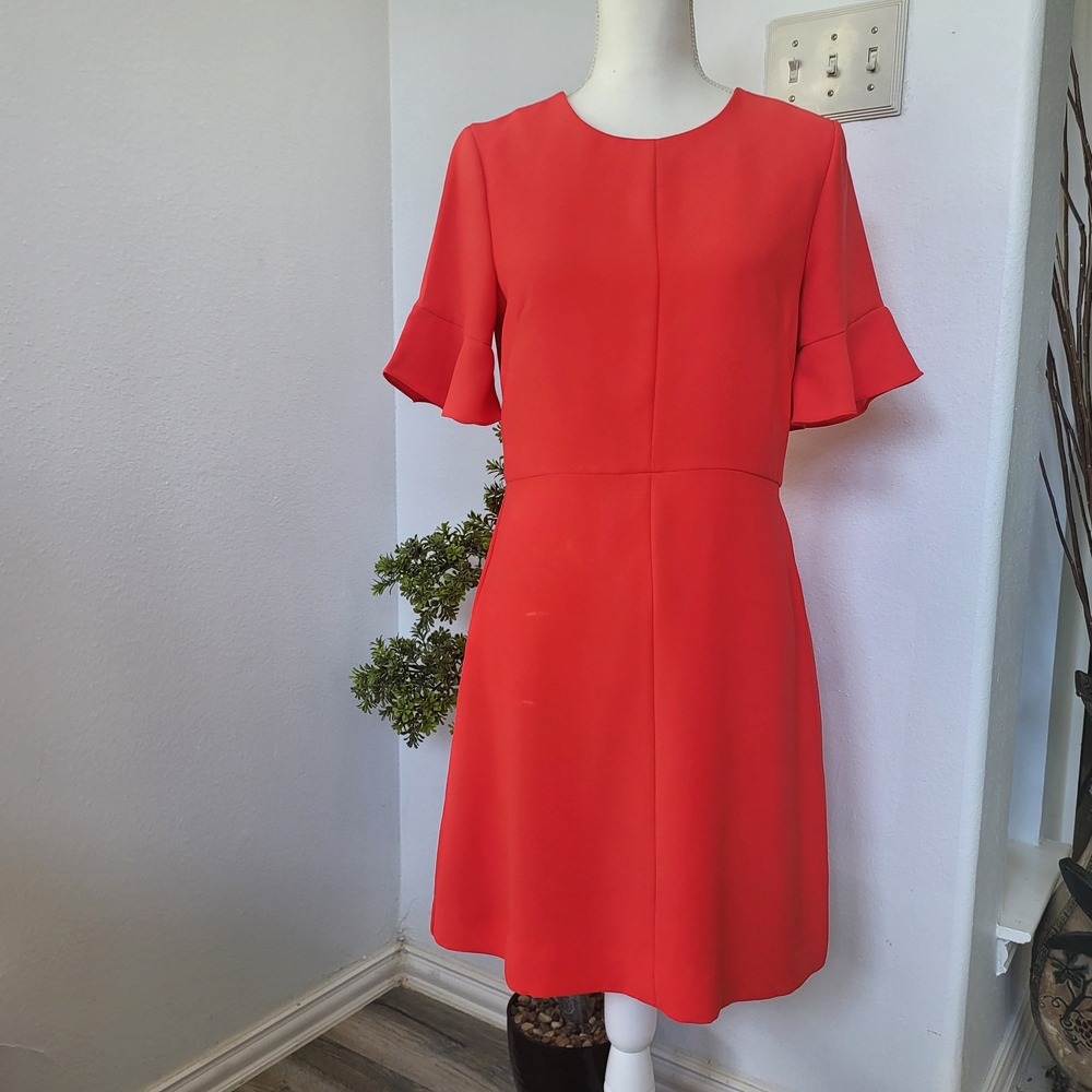 Banana Republic Elegant Red Ruffle Sleeve Dress - Picture 2 of 15